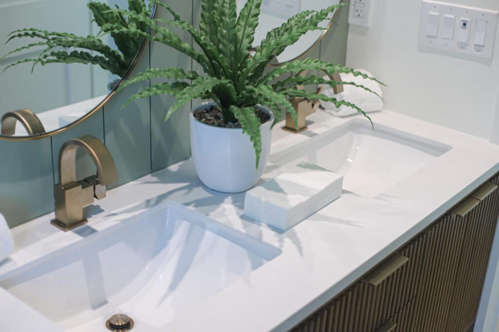 quartz countertops in bathroom two sinks