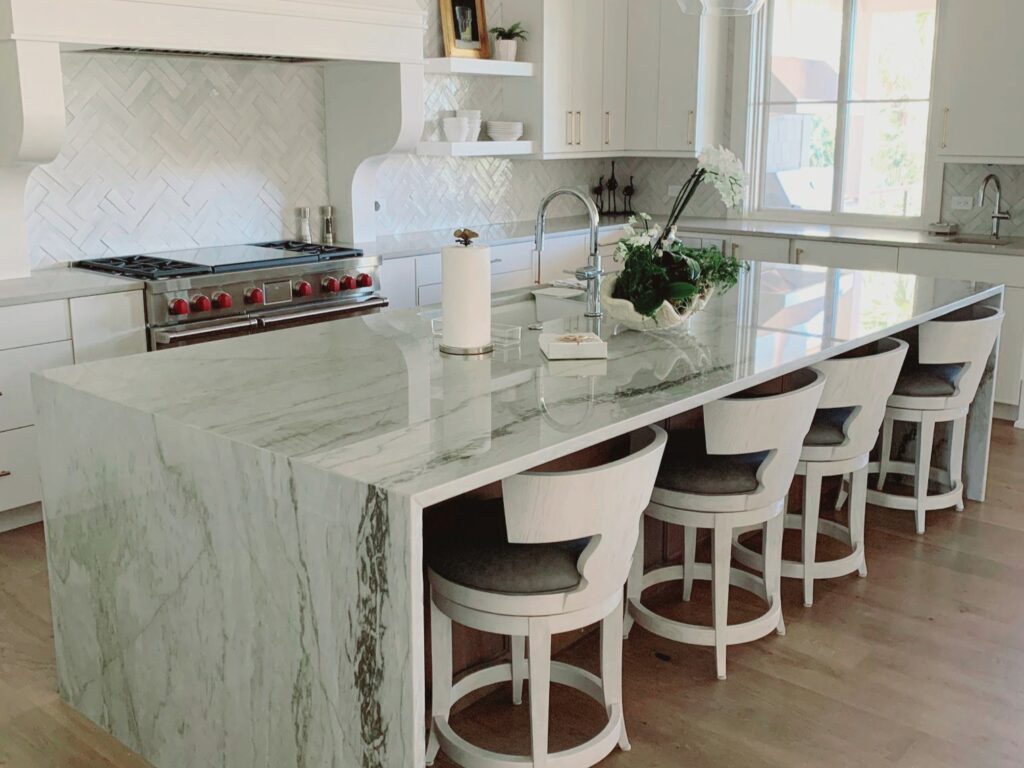 replace charleston countertops Custom kitchen with waterfall
